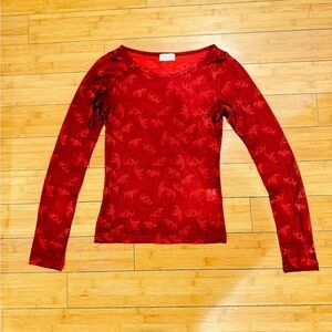 EXTREMELY RARE Vintage Hysteric Glamour Vintage 90s Red Bat Long Sleeve Shirt